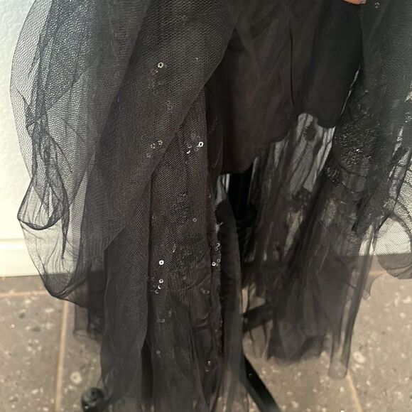 Tulle black Flared Sleeve Evening Party Dress Elegant Mermaid gown dress Sz- XL - Picture 10 of 16